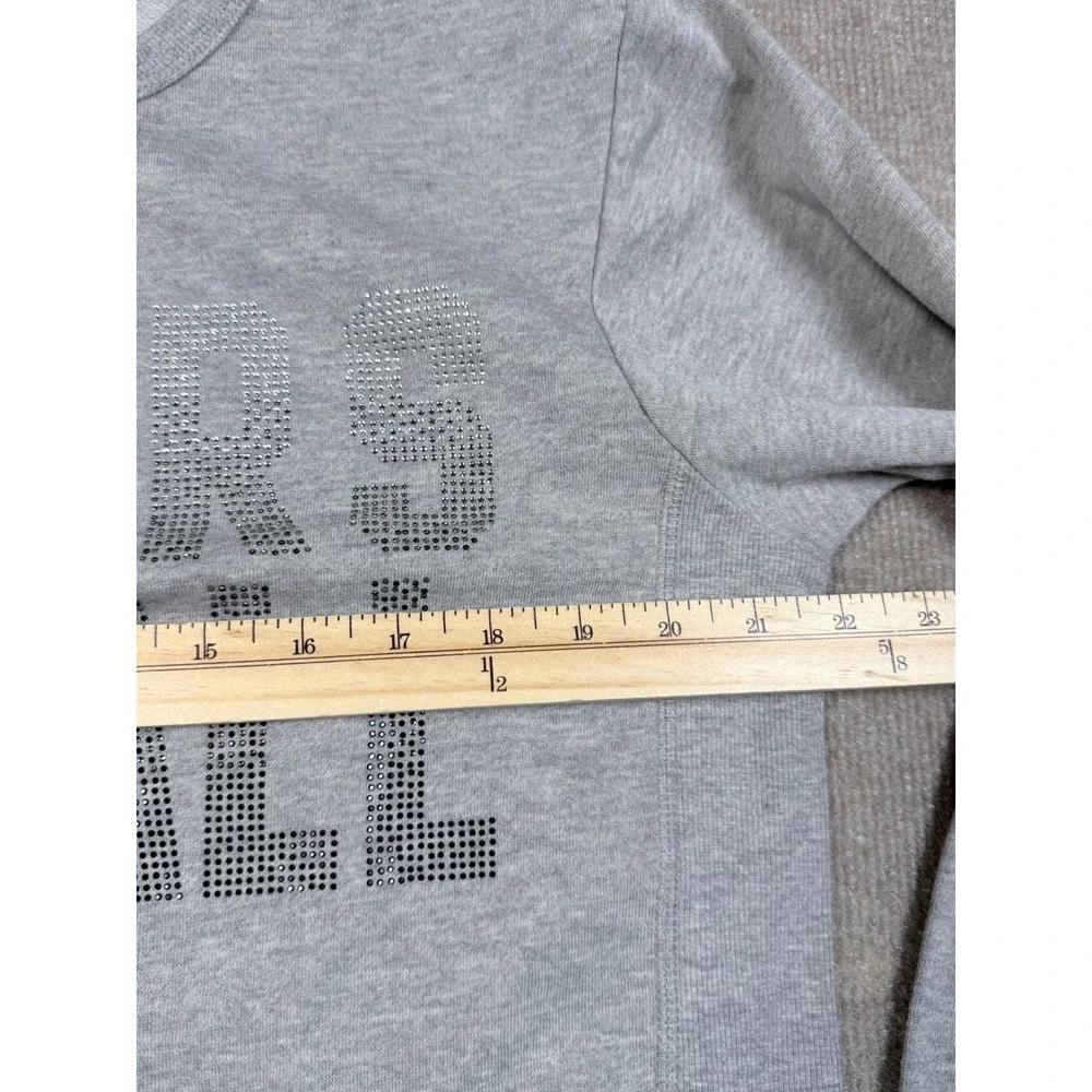 NFL Team Apparel Womens Raiders Football Rhinestone Sweatshirt Gray Small